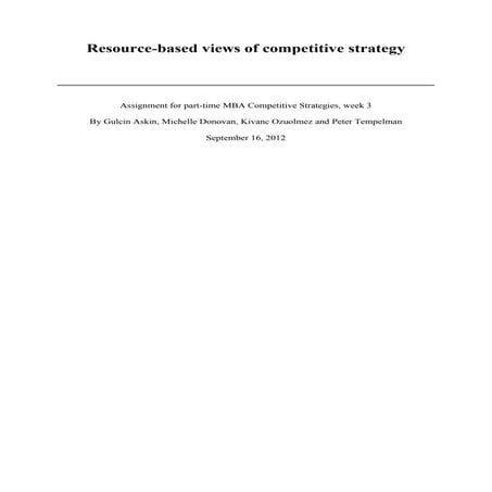 Resource-based Views of Competitive Strategy