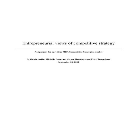 Entrepreneurial Views of Competitive Strategy