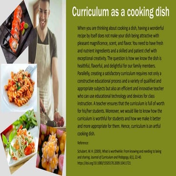 Curriculum as a cooking dish