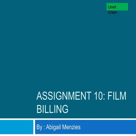 Assignment 10 | PPTX | Screenwriting | Content Production