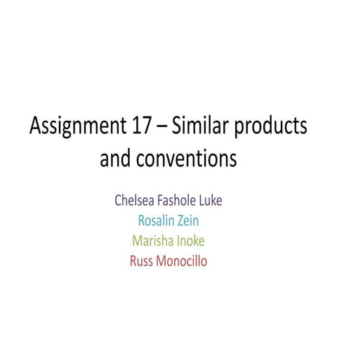 Assignment 17 – similar products and conventions complete