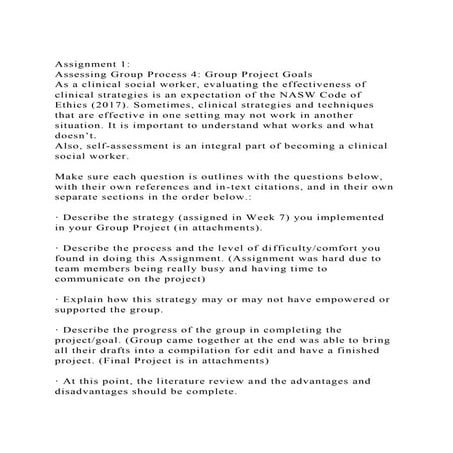 Assignment 1Assessing Group Process 4 Group Project GoalsAs .docx