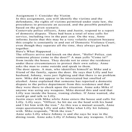 Assignment 1 Consider the VictimIn this assignment, you will iden.docx