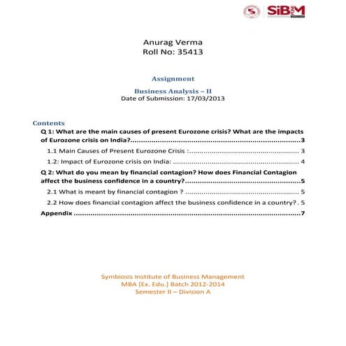 Eurozone Crisis and Financial Contagion