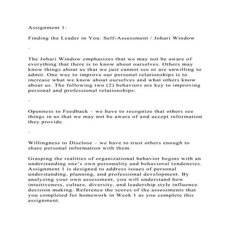Assignment 1Finding the Leader in You Self-Assessment  Johari.docx