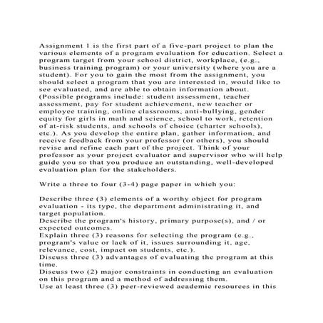 Assignment 1 is the first part of a five-part project to plan the .docx