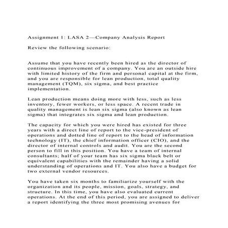 Assignment 1 LASA 2—Company Analysis ReportReview the follo