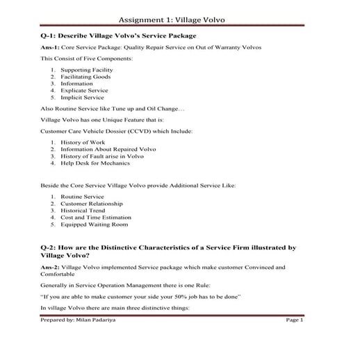 Village volvo case study solution