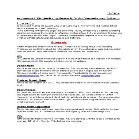 Assignment 1 web authoring