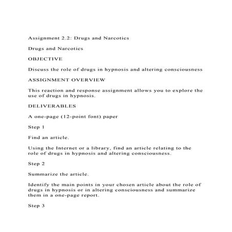 Assignment 2.2 Drugs and NarcoticsDrugs and NarcoticsOB.docx