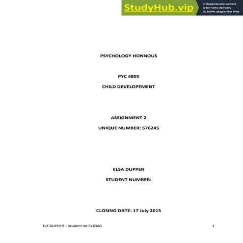 Assignment 2 - Development - UNISA 2015 | PDF