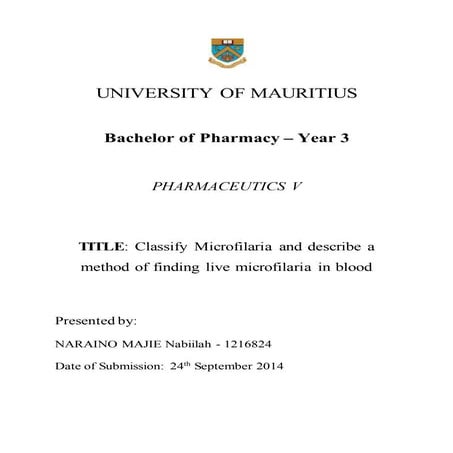 Classification of Microfilaria