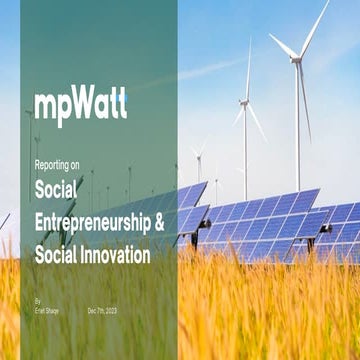 Mpwat SDGs - 2023 Social Entrepreneurship and Social Innovation
