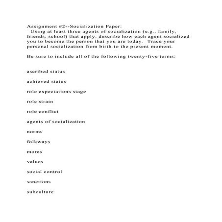 Assignment InstructionsSocializationAssignment 1 meets.docx