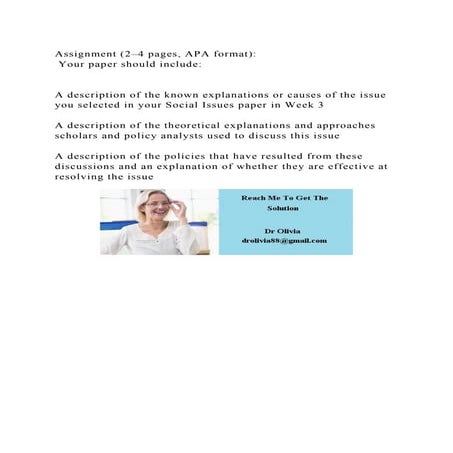 Assignment (2–4 pages, APA format) Your paper should include.docx