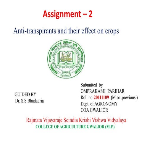 Antitranspirants  and their effect on crop 