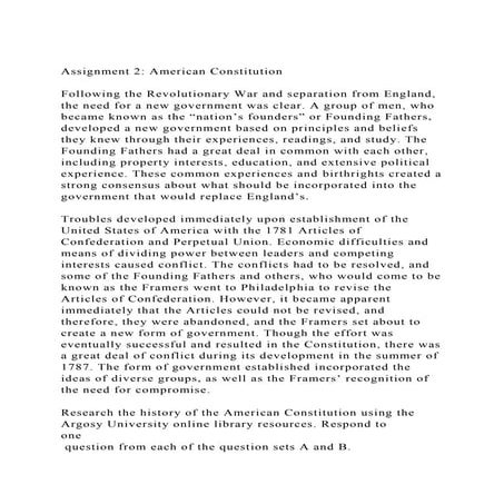 Assignment 2 American Constitution Following the Revolutionar.docx