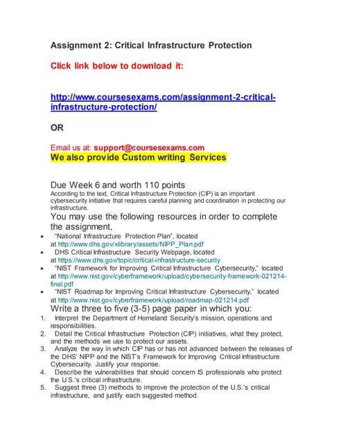 National Infrastructure Protection docx National Infrastructure Protection docx