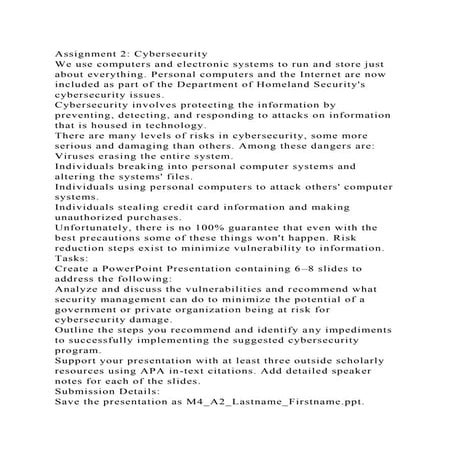 Assignment 2 CybersecurityWe use computers and electronic systems.docx