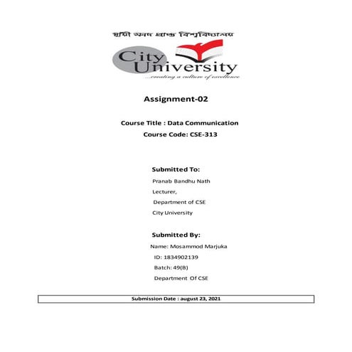 Assignment 2(data communication)