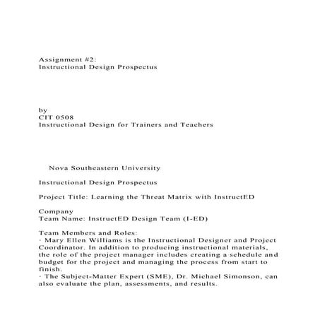 Assignment #2Instructional Design Prospectusby .docx