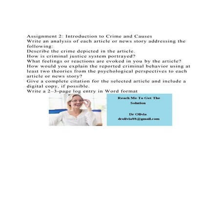 Assignment 2 Introduction to Crime and CausesWrite an analysi.docx