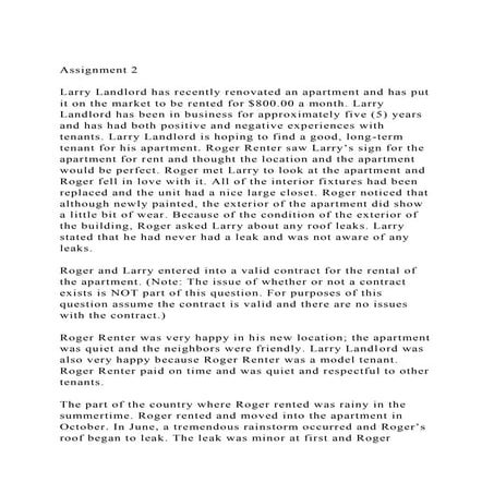 Larry Landlord has recently renovated an apartment and has put it on.docx