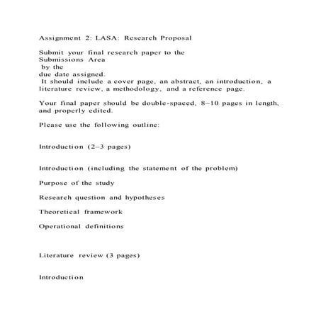 Assignment 2 LASA Research ProposalSubmit your final research 