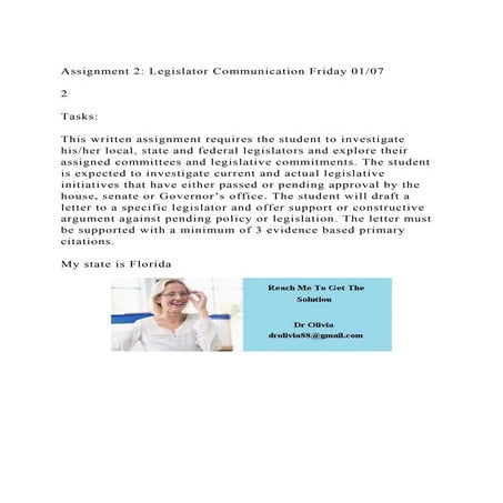 Assignment 2 Legislator Communication Friday 01072 Tasks.docx