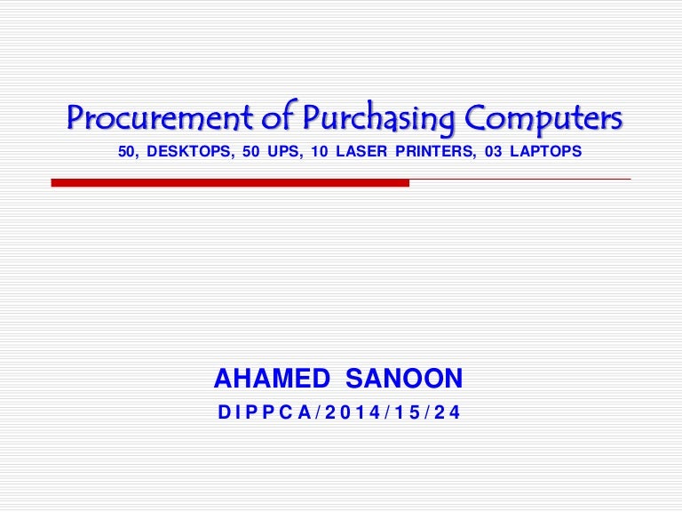 Procurement Procedure to Purchase Computers
