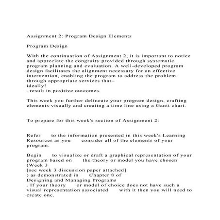 Assignment 2 Program Design ElementsProgram DesignWith .docx