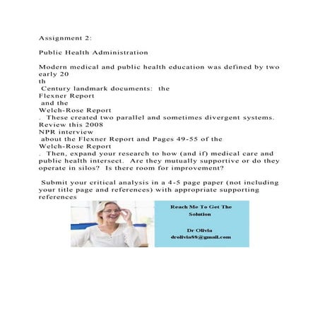 Assignment 2 Public Health Administration Modern medical an.docx