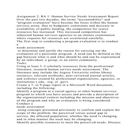 Assignment 2 RA 1 Human Service Needs Assessment ReportOver the .docx