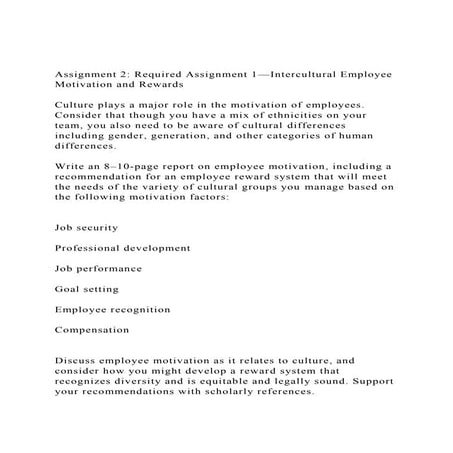 Assignment 2 Required Assignment 1—Intercultural Employee Motiv.docx