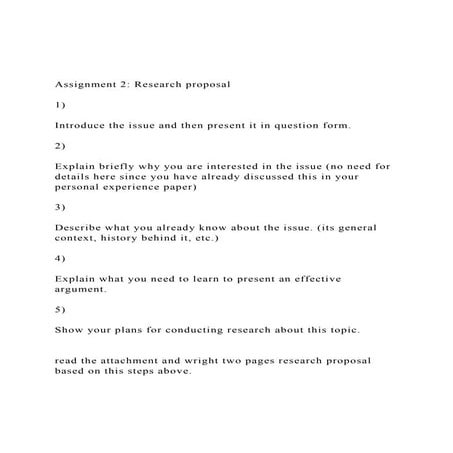 Assignment 2 Research proposal1)Introduce the issue a.docx