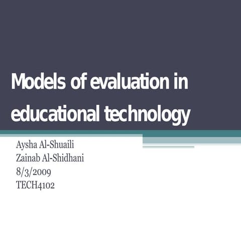 Assignment 3-Models of evaluation in educational technology