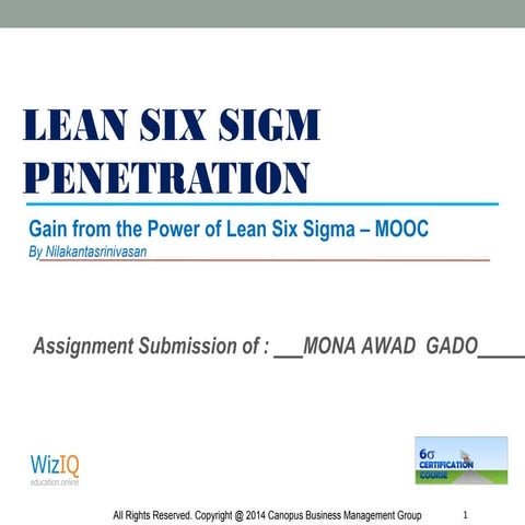 Assignment  six sigma in healthcare