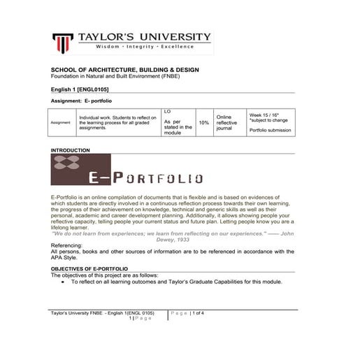 Assignment 3   e-portfolio