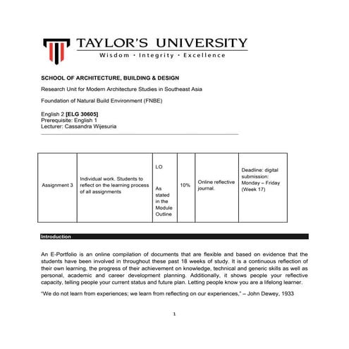 Assignment 3   e-portfolio
