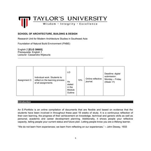 FNBE0115 - ENG II EPORTFOLIO BREIF