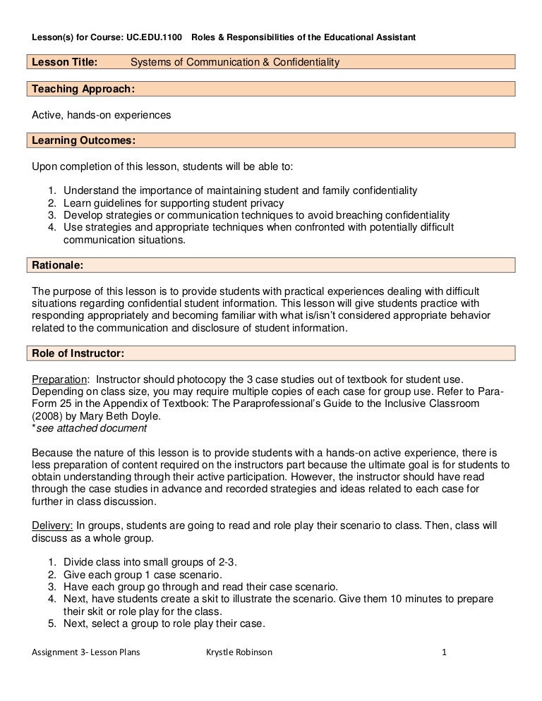 Assignment 3 Lesson Plans Krystle Robinson