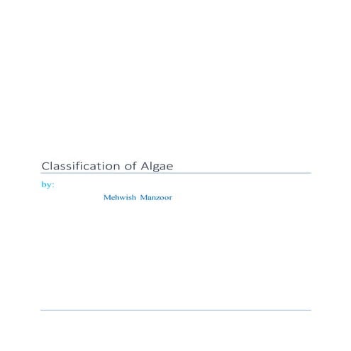 Classification of Algae