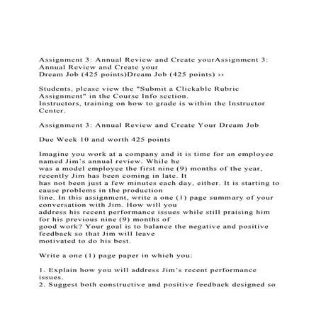 Assignment 3 Annual Review and Create yourAssignment 3 Annua.docx