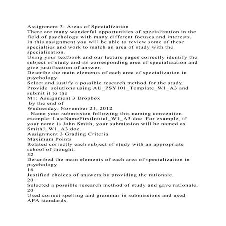 Assignment 3 Areas of SpecializationThere are many wonderful oppo.docx