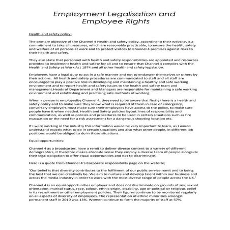 Assignment 3b - Employment Legalisation and Employee Rights 