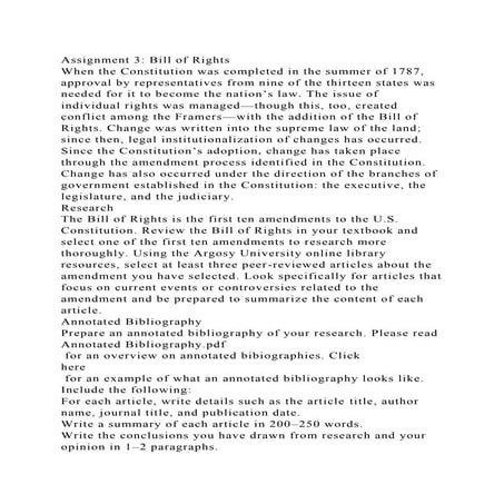 Assignment 3 Bill of RightsWhen the Constitution was completed in.docx