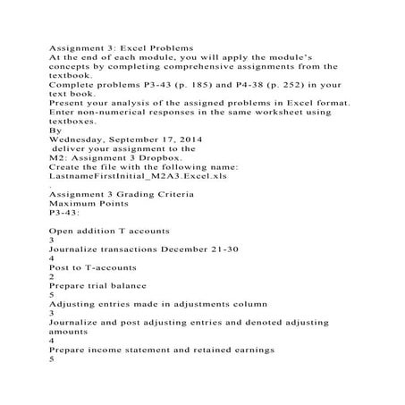 Assignment 3 Excel ProblemsAt the end of each module, you will ap.docx
