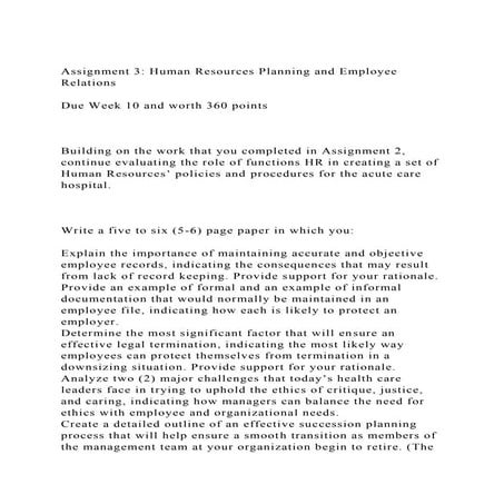 Assignment 3 Human Resources Planning and Employee RelationsD.docx