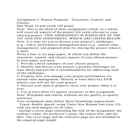 Assignment 3 Project Proposal – Execution, Control, and Closure .docx