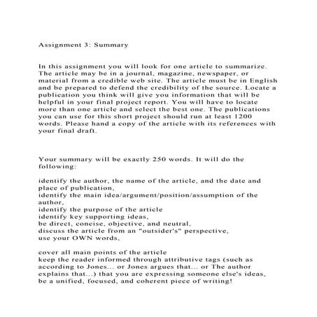 Assignment 3 SummaryIn this assignment you will look for on.docx